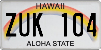 HI license plate ZUK104