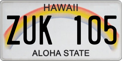 HI license plate ZUK105