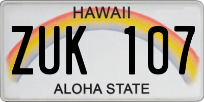 HI license plate ZUK107