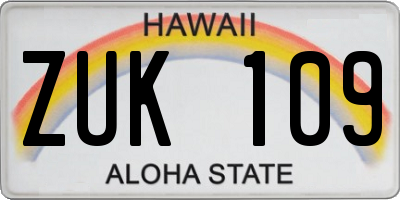 HI license plate ZUK109