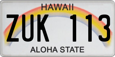 HI license plate ZUK113