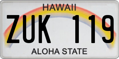 HI license plate ZUK119