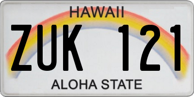 HI license plate ZUK121