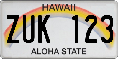 HI license plate ZUK123