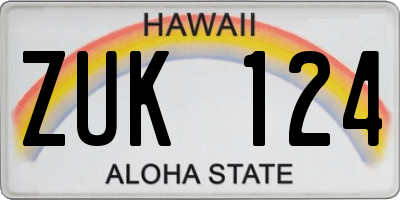 HI license plate ZUK124