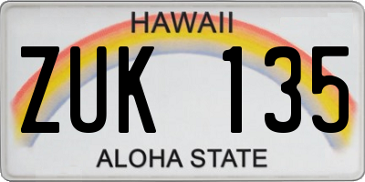 HI license plate ZUK135