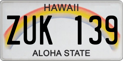 HI license plate ZUK139