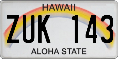 HI license plate ZUK143