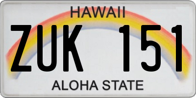 HI license plate ZUK151