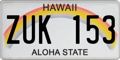 HI license plate ZUK153