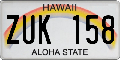 HI license plate ZUK158