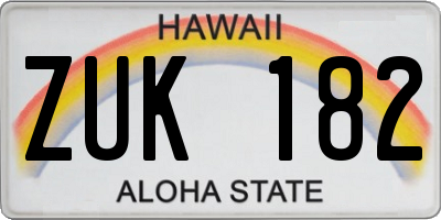 HI license plate ZUK182