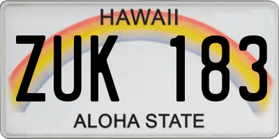 HI license plate ZUK183