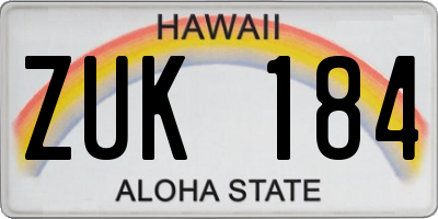 HI license plate ZUK184