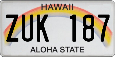 HI license plate ZUK187