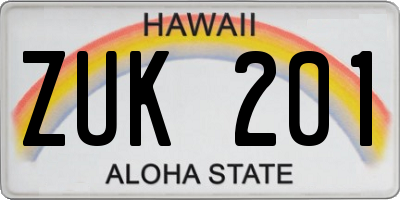 HI license plate ZUK201