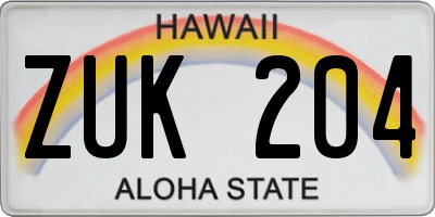 HI license plate ZUK204