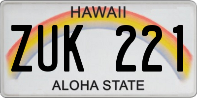 HI license plate ZUK221