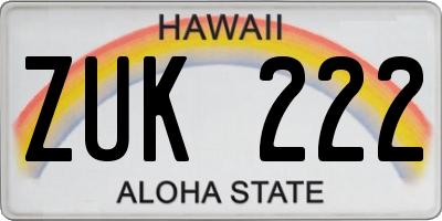 HI license plate ZUK222