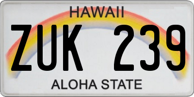 HI license plate ZUK239
