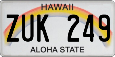 HI license plate ZUK249