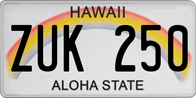 HI license plate ZUK250
