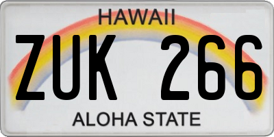 HI license plate ZUK266