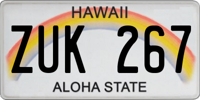 HI license plate ZUK267