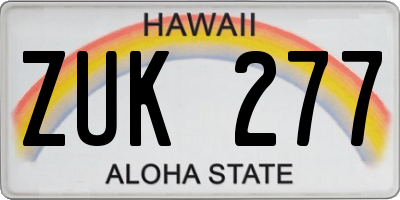 HI license plate ZUK277