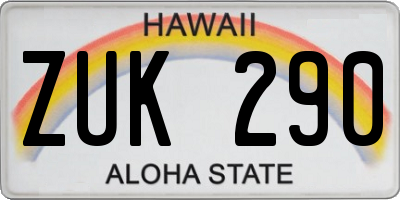 HI license plate ZUK290