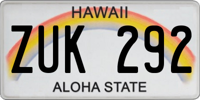 HI license plate ZUK292