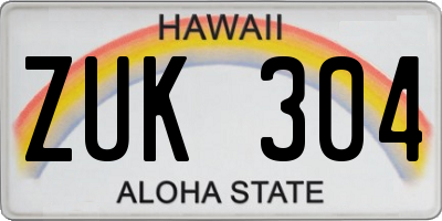 HI license plate ZUK304