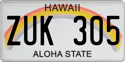 HI license plate ZUK305