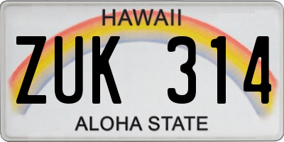 HI license plate ZUK314