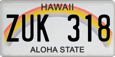 HI license plate ZUK318