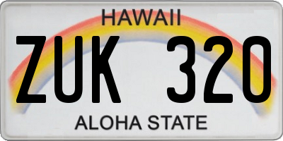 HI license plate ZUK320