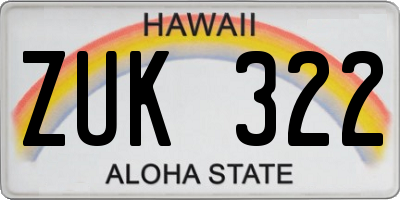 HI license plate ZUK322