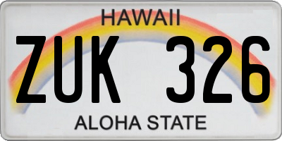 HI license plate ZUK326