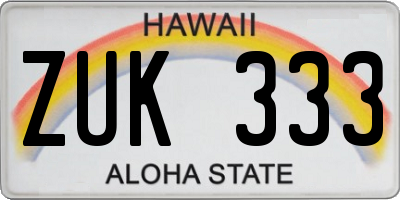 HI license plate ZUK333