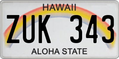 HI license plate ZUK343