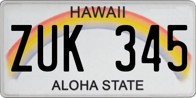 HI license plate ZUK345