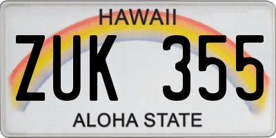 HI license plate ZUK355