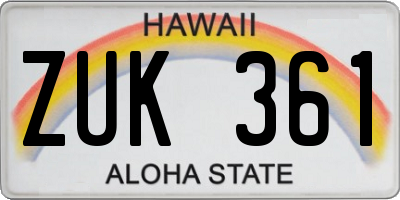HI license plate ZUK361