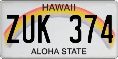 HI license plate ZUK374