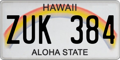 HI license plate ZUK384