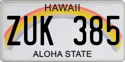 HI license plate ZUK385