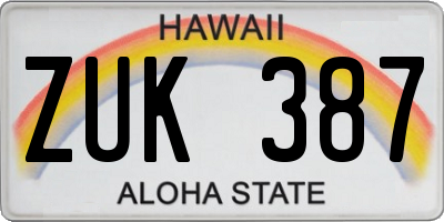 HI license plate ZUK387