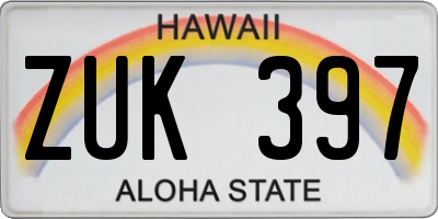 HI license plate ZUK397