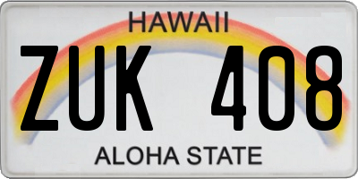 HI license plate ZUK408