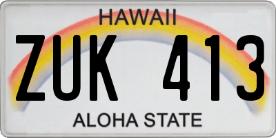 HI license plate ZUK413